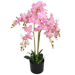 FLEUR ARTIFICIELLE vidaXL Plante artificielle avec pot Orchidée 75 cm Rose