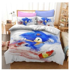 LKFFHAVD Sonic Parure de lit 135 x 200 cm, 1 Avec housse de couette Parure de lit Parure de lit Anime Sonic pour enfant 