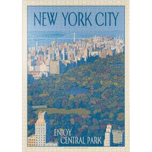 PUZZLE New York City: Enjoy Central Park, Vintage Poster 