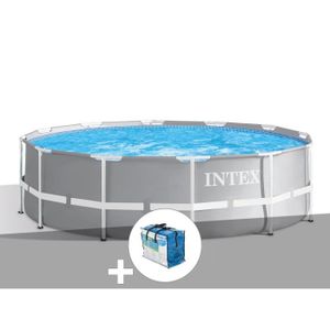 PISCINE Kit piscine tubulaire Intex Prism Frame ronde 3,66 x 0,99 m + Bâche à bulles
