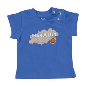 T-SHIRT T-shirt Bébé Manche Courte Bleu Hérault 34 Départe