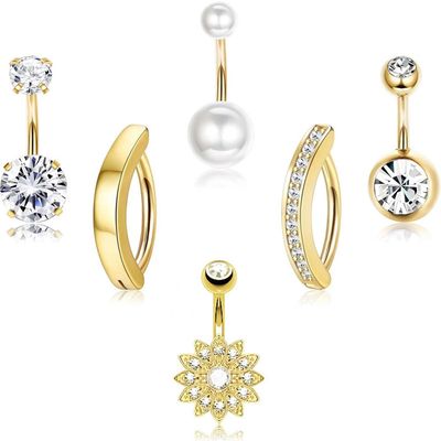 AVYRING Piercing de nombril en acier inoxydable de 14G