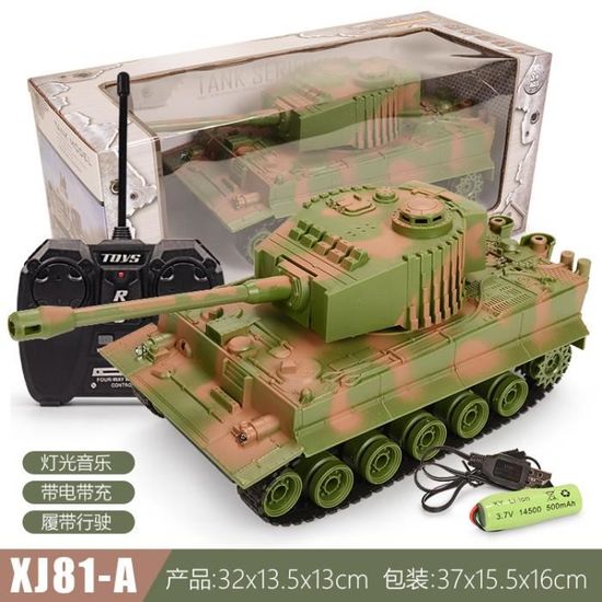 Camouflage vert31cm-Voiture tank télécommandée, jouet avec lumières LED