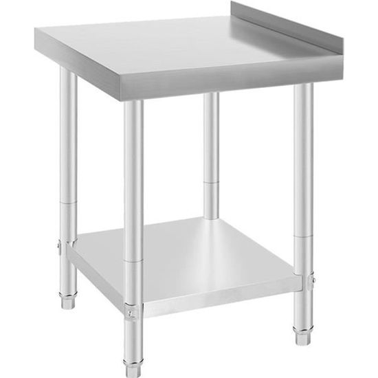 61 x 61 x 90 cm Table de travail inox Premium avec dosseret Professionnel + Nappe rectangulaire 50cm
