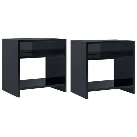 2 pcs Tables de chevet JILI Noir brillant 40 x 30 x 40 cm Aggloméré Table pour Salon, entrée, Couloir-5197FR