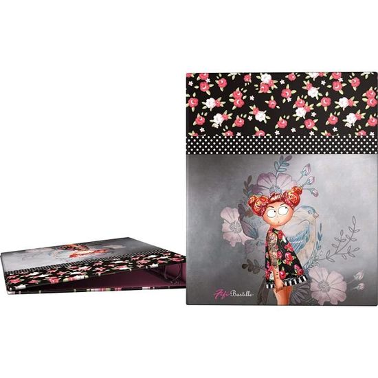 Classeur A4 à Anneaux Grafoplas - Design Manga Bits&Bobs, 4 Anneaux 25 Mm, Certifié FSC - Idéal Pour L'école
