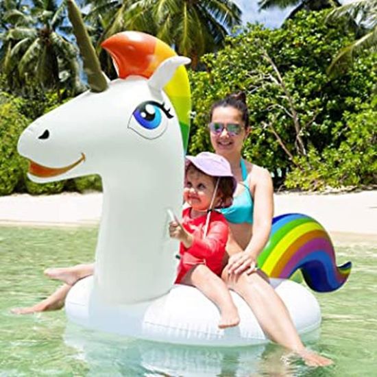 Bouée Licorne Gonflable CIYIN - Paillettes - 130cm - Pour Piscine Et Plage - Enfants/Adultes