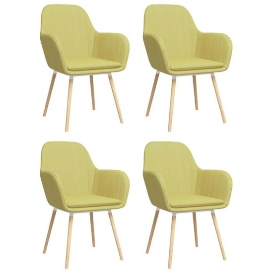 Lot de 4 Chaises de salle à manger - Style Scandinave avec accoudoirs - Fauteuil Chaise de cuisine Vert Tissu