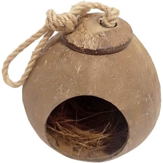 Nichoir En Coque De Noix De Coco Pour Perroquet Et Perruche - Décoration Cage, Habitat Naturel