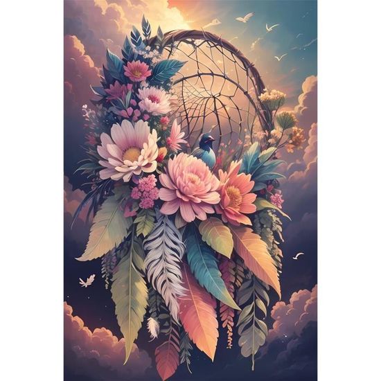 Kit Peinture Diamant 5D 'Vue Sur Mer' 30x40 Cm - Loisir Créatif Complet Pour Adultes, Fleurs Sauvages, Strass Ronds