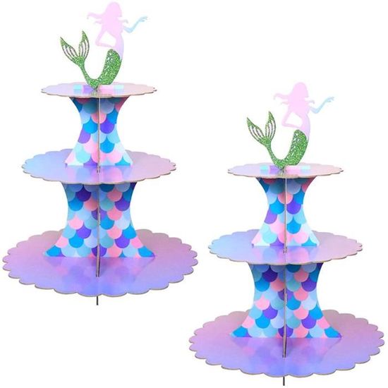 Lot De 2 Présentoirs à Gâteau 3 étages Blancs - Réutilisables Pour Fêtes, Cupcakes, Muffins - 9