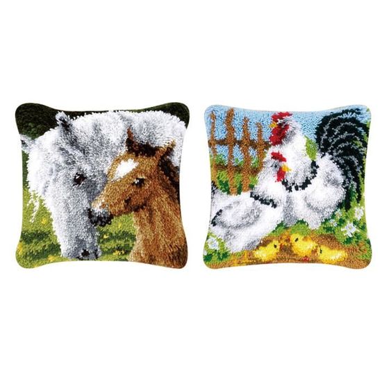 Kit Crochet Loquet Tapis Ours Indien 42x42cm - Bricolage Créatif Pour Enfants Et Adultes