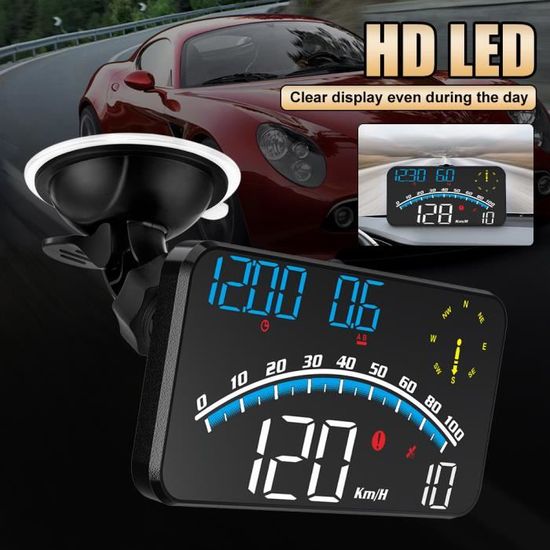 Affichage Tête Haute (HUD) Pour Voiture Et Moto - Projecteur Vitesse Sur Pare-brise, Portable Avec Réglage D'angle Et GPS Intégré