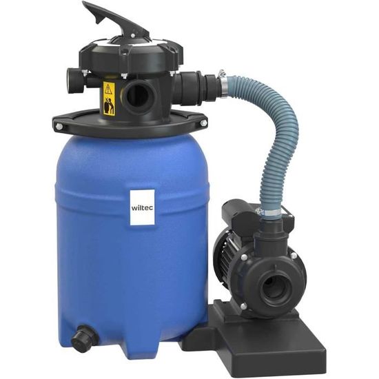 Pompe De Filtration Piscine Wiltec 250W - Débit 11700 L/h, Hauteur Refoulement 9m, Pour Bassin Jardin