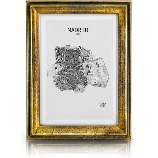 Cadre Photo Bois Massif 25x20 Cm - Style Shabby Chic Vintage, Verre Trempé, Passe-partout Inclus
