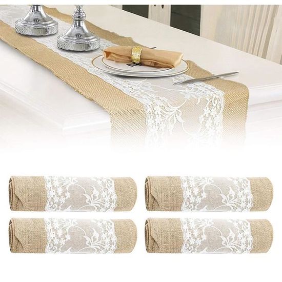 Chemin de Table,Chemin de Table en dentelle rustique imitation lin Chemin de Table,Chemin de Table en dentelle rustique imitation lin