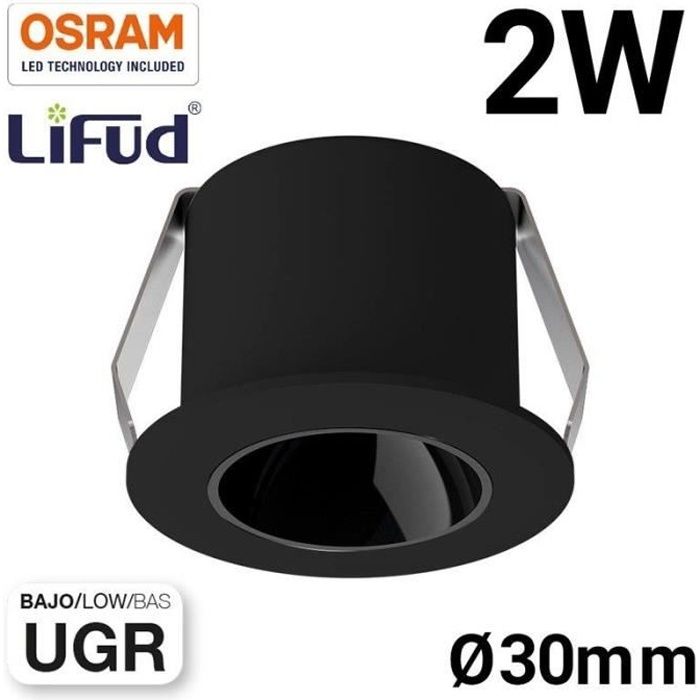 Mini spot LED encastrable 2W faible UGR - Température lumière