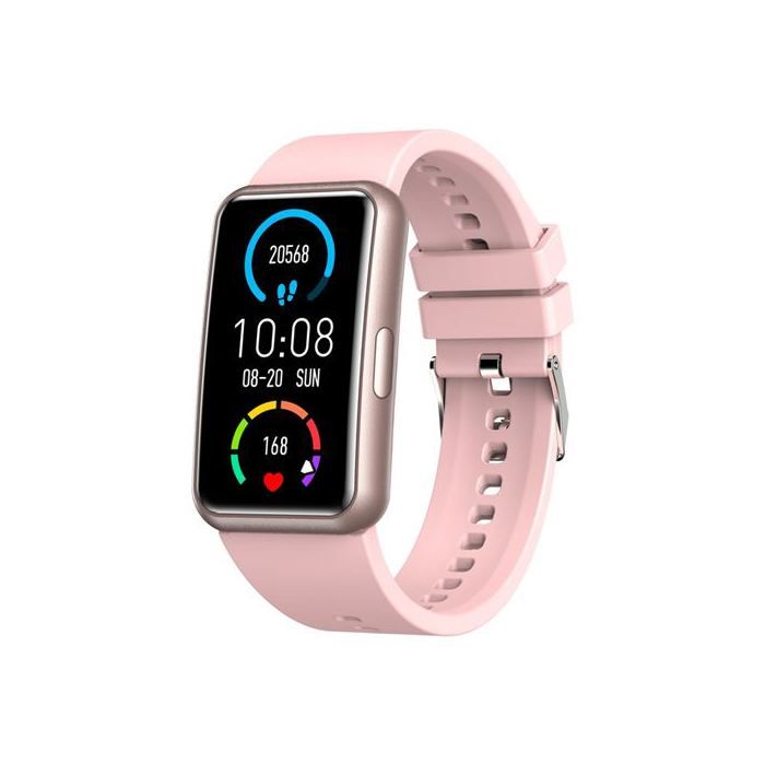 Montre Connectée Abyx Etna - Ecran tactile incurvé - Etanche IP68 - Cardio, Tension, Taux d'oxygène sanguin - Rose