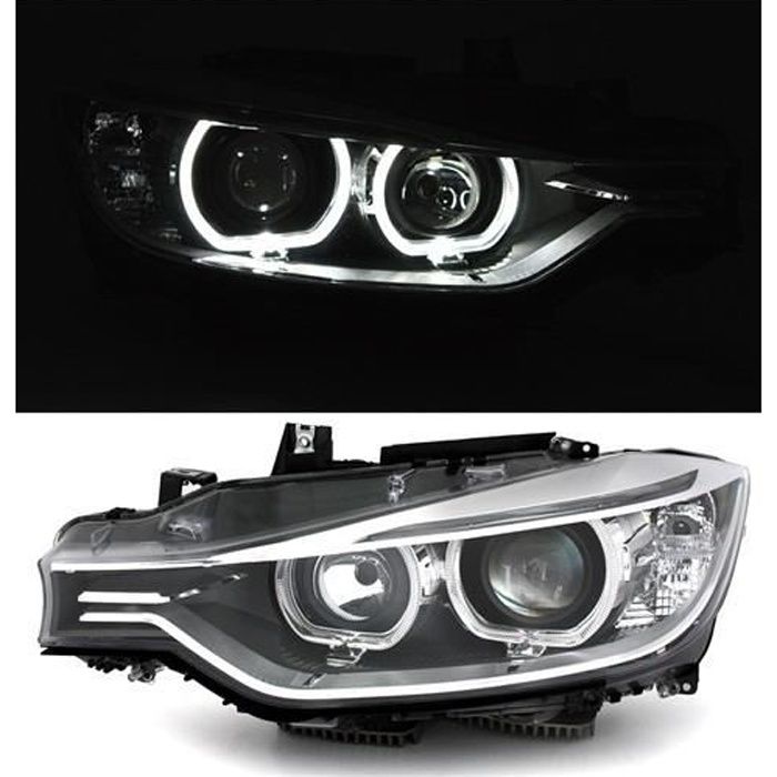 2 FEUX PHARE AVANT ANGEL EYES A LED BMW SERIE 3 F30 ET F31 DE 10/2011 A 07/2015