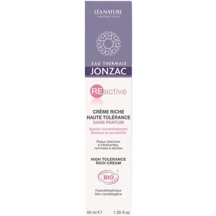 EAU THERMALE JONZAC Crème riche Réactive - Haute tolérance - Sans parfum - 40 ml