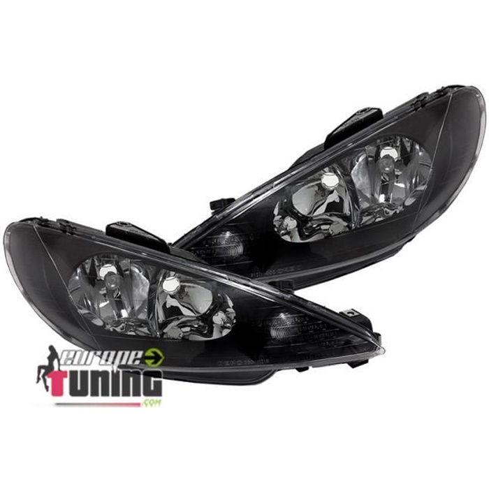 PHARES TUNING NOIRS PEUGEOT 206 PRISE H4 (14513)
