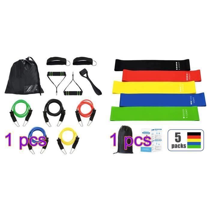 Elastique Bandes de Résistance, 16Pcs Bandes de élastique Musculation Set avec Poignées, Ancre de Porte, Sangles Pied & étui de Tr