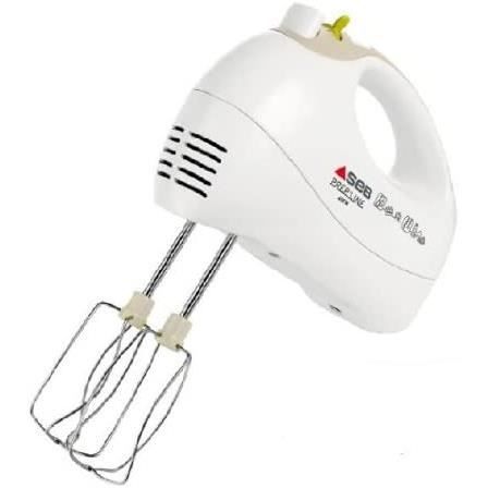 Seb HT410121 Batteur à Main Électrique Prepline Mixeur 2 Fouets Pétrin 5 Vitesses Fonction Turbo 450W Blancs en Neige Crème Fouettée