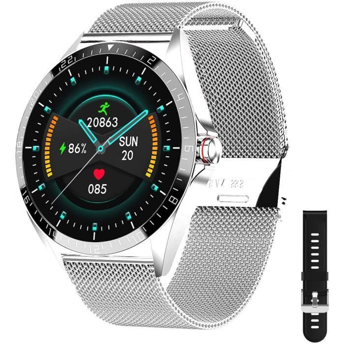 Phipuds Montre Connectée Homme Femme, Smartwatch pour téléphones Android iOS avec Moniteur De Sommeil Fréquence Cardiaque Toute La J
