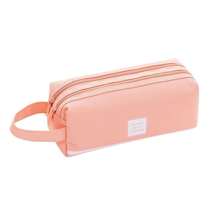 Trousse scolaire,Filles Trousse Mignonne Stylo Sac De Rangement 2 Compartiments maquillage Porte Monnaie Pour Les - Type Rose
