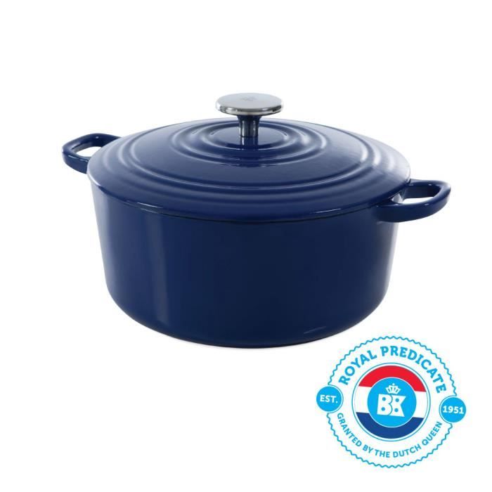BK Cookware H6074.528 BK Bourgogne Cocotte en Fonte - Ronde - 28 cm - 6.7L - Revêtement émaillé - Couvercle avec Anneaux