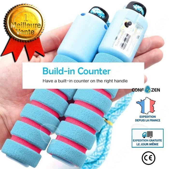 CONFO Accessoires Fitness - Musculation,Enfants et adultes sautant des cordes de saut de fil avec le compteur et la poignée - Type B