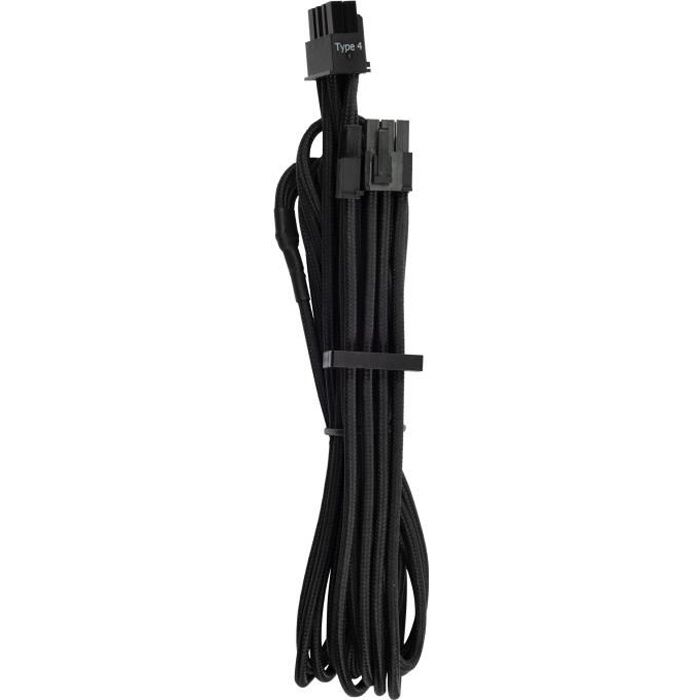 CORSAIR Câbles PCIe Premium (connecteur simple) à gainage individuel-2A Noirs - (CP-8920243)