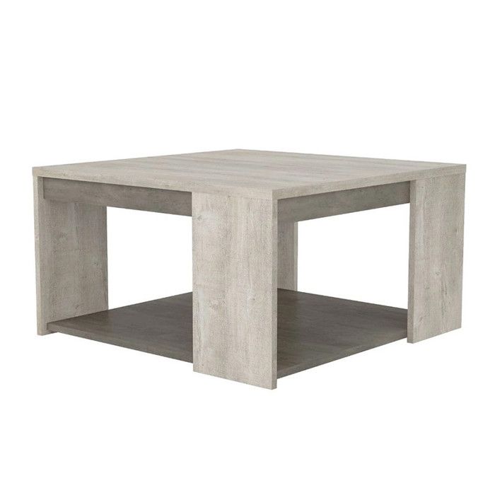 TABLE BASSE CARREE CANNES 2 PLATEAUX CHENE-BETON
