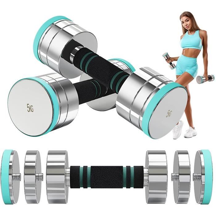 Dripex Kit haltères réglables musculation en acier 10 kg ensemble d'haltères court dumbbell avec poignée en mousse