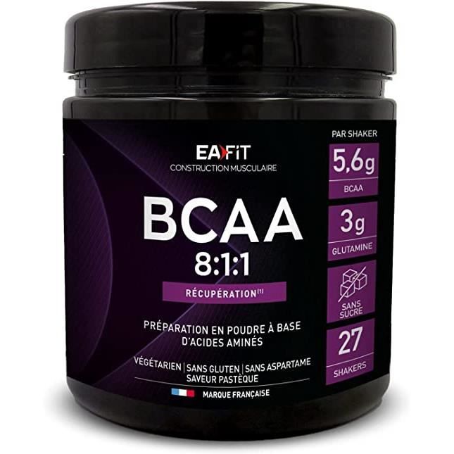 BCAA 8.1.1 - Pot 275g - Saveur Pastèque - Poudre à base d'acides aminés - Sans sucre - Sans gluten - 27 shakers