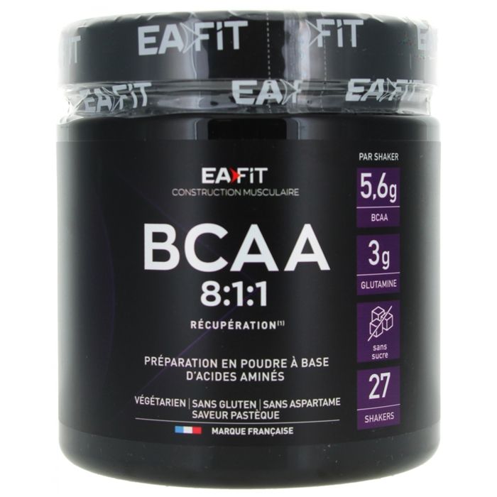 BCAA 8.1.1 - Pot 275g - Saveur Pastèque - Poudre à base d'acides aminés - Sans sucre - Sans gluten - 27 shakers