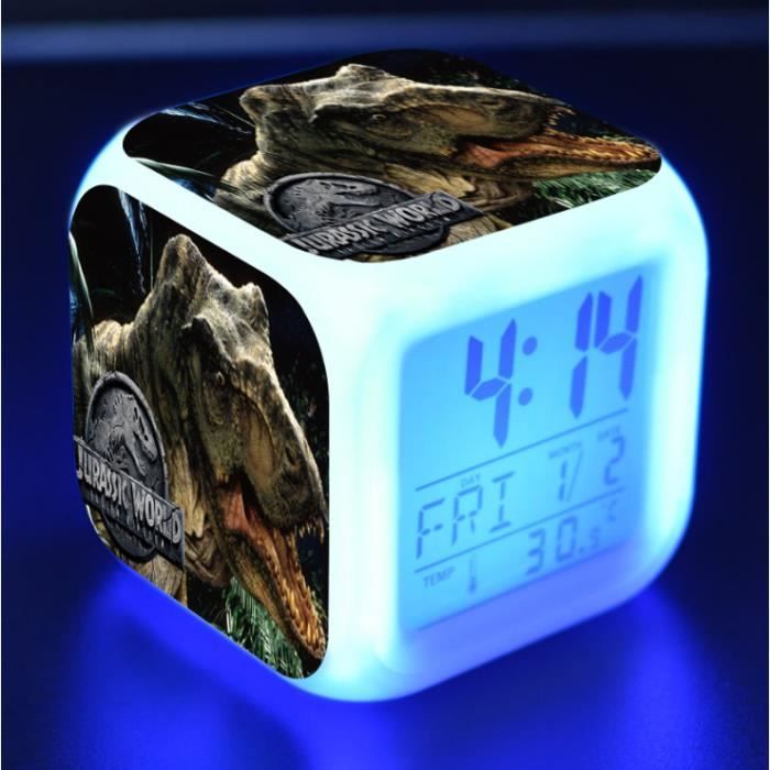 Jurassic World Lumineux LED Réveil - Heure, température, alarme, date - C