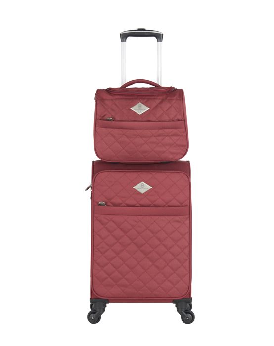 GERARD PASQUIER – SET DE 2 VALISES - Polyester – 57cm – 4 roues – LILAS – ROUGE