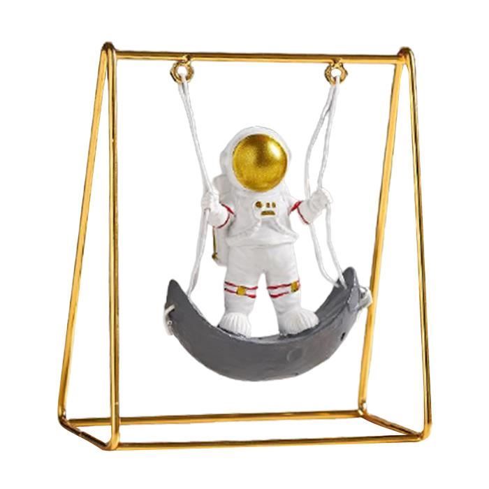Résine Vivid Astronaute Figurine Miniatures Décor À La Maison Bureau Plateau Caractère Décor Spaceman sur Swing Supporter