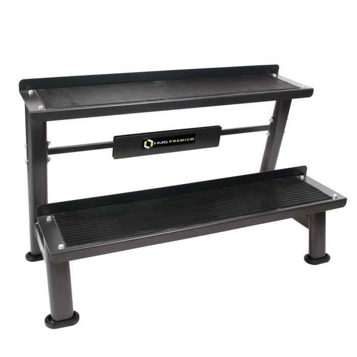 HMSPORT - Support 2 niveaux en acier pour haltères- Rack pour Kettlebell - 2 étages de rangement - Poids max 300 kg