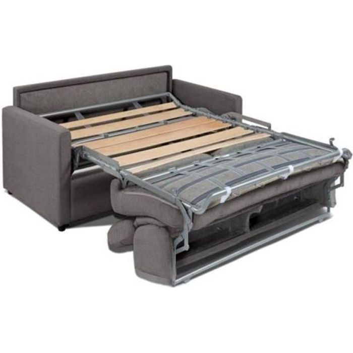 Canapé convertible COPENHAGUE matelas 16 cm système express sommier lattes 120cm microfibre taupe taupe Microfibre Inside75