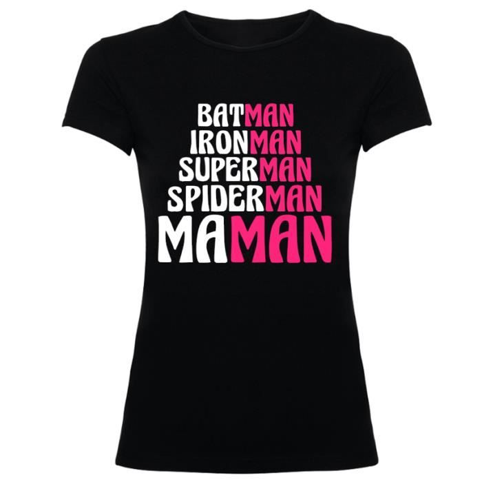 TEE-SHIRT MAMAN SUPER HÉROS T-SHIRT FÊTE DES MÈRES BATMAN IRONMAN SPIDERMAN SUPERMAN