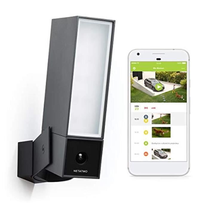 Camera De Surveillance NETATMO NOC01-FR Fontionne Avec Alexa Exterieur Intelligente Detection Mouvement Fonctionne Securite - Gris