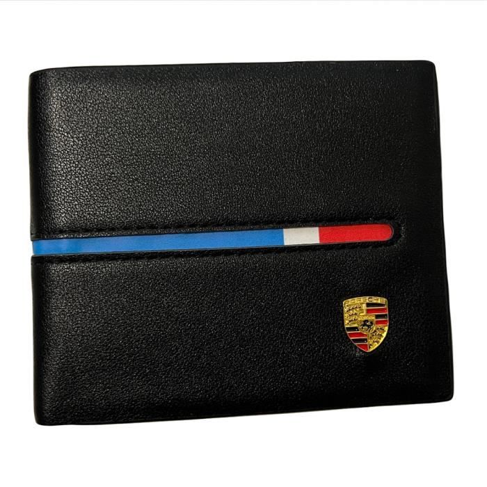 Portefeuille en cuir noir Porsche logo Document sac portefeuille carte paquet pour Porsche