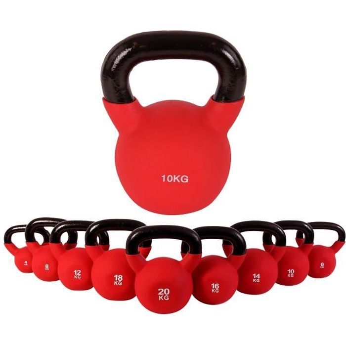Kettlebell néoprène différents poids + affiche d´entrainement 4 kg à 30 kg (10 kg)