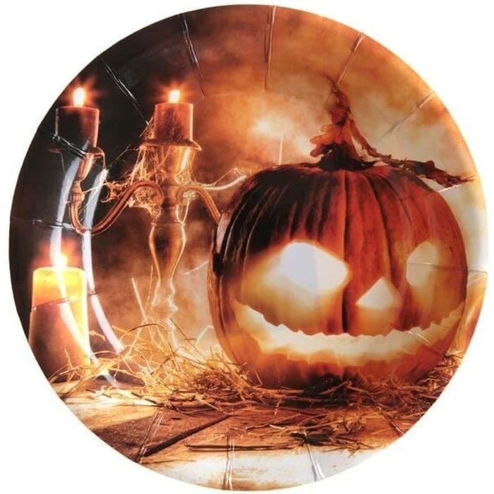 Petite assiette Halloween citrouille orange (x10) R/5896 Matière carton
