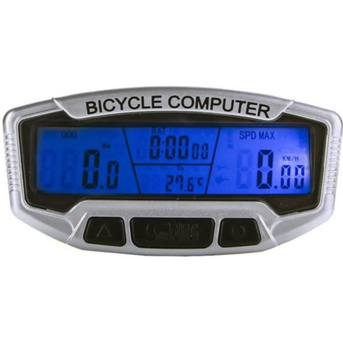 Compteur vélo 28 fonctions filaire rétroéclairé vitesse thermomètre odomètre vtt