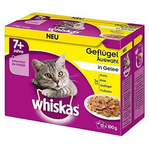 Whiskas 7 + - Nourriture pour Chat - Humide - De qualité supérieure - Différentes Saveurs - pour Un Pelage sain 4008429083785