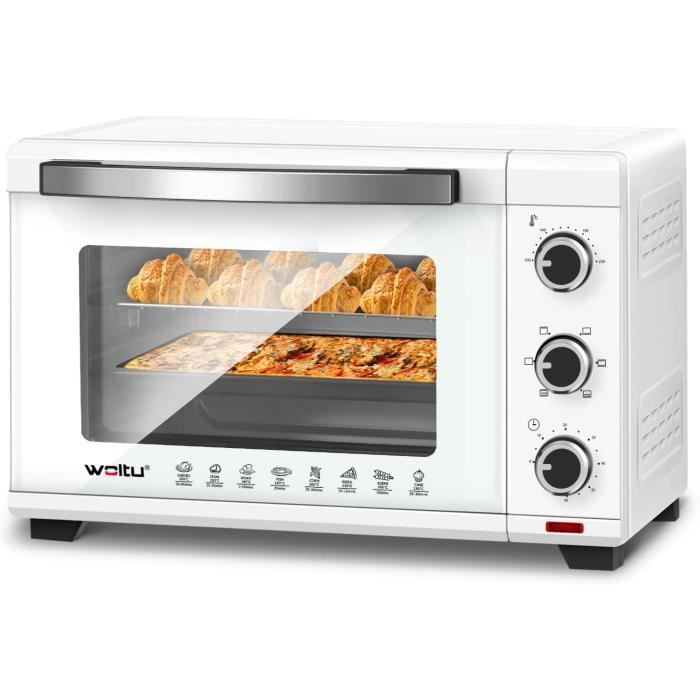 WOLTU Mini four électrique avec minuterie,Four à rôtir,32 Litres, 1600 w, Blanc