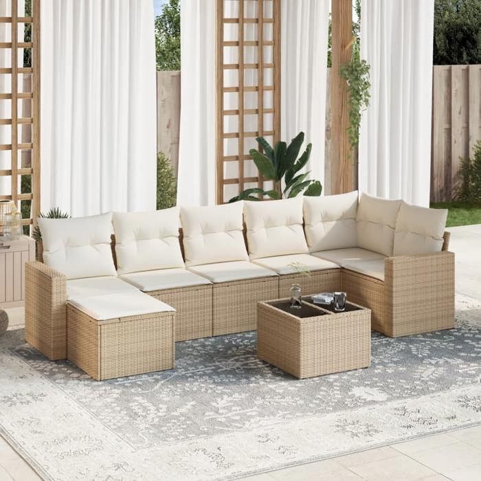 vidaXL Ensemble de jardin avec coussins 8 pièces - vue 2